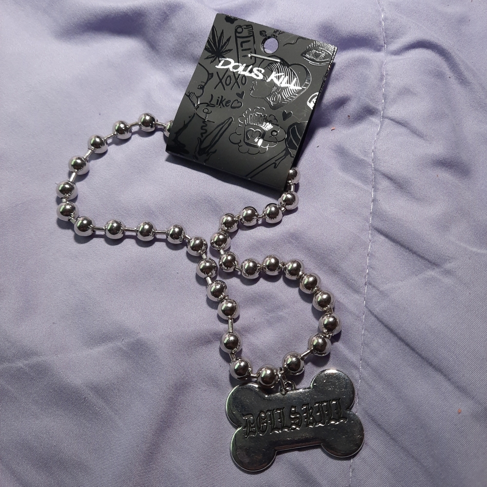 Dolls Kill Silver Dog Tag Necklace